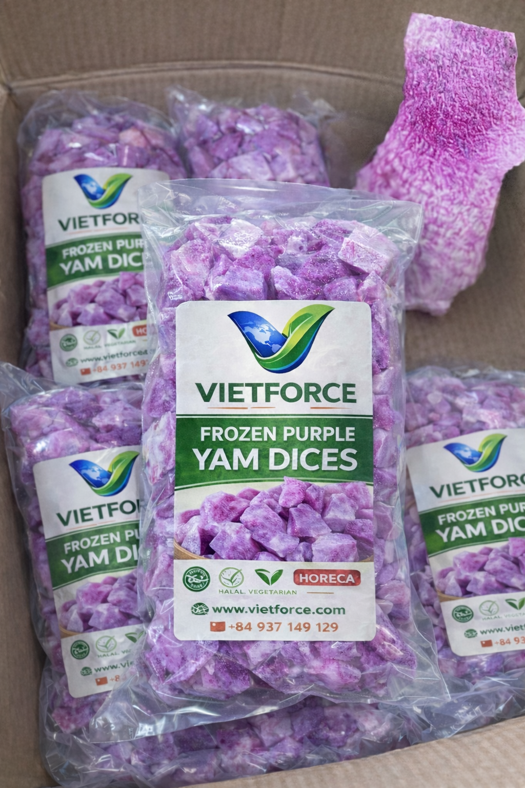 KHOAI MỠ TÍM BÀO VỎ ĐÔNG LẠNH/ FROZEN PURPLE YAM (PEELED) – 500G