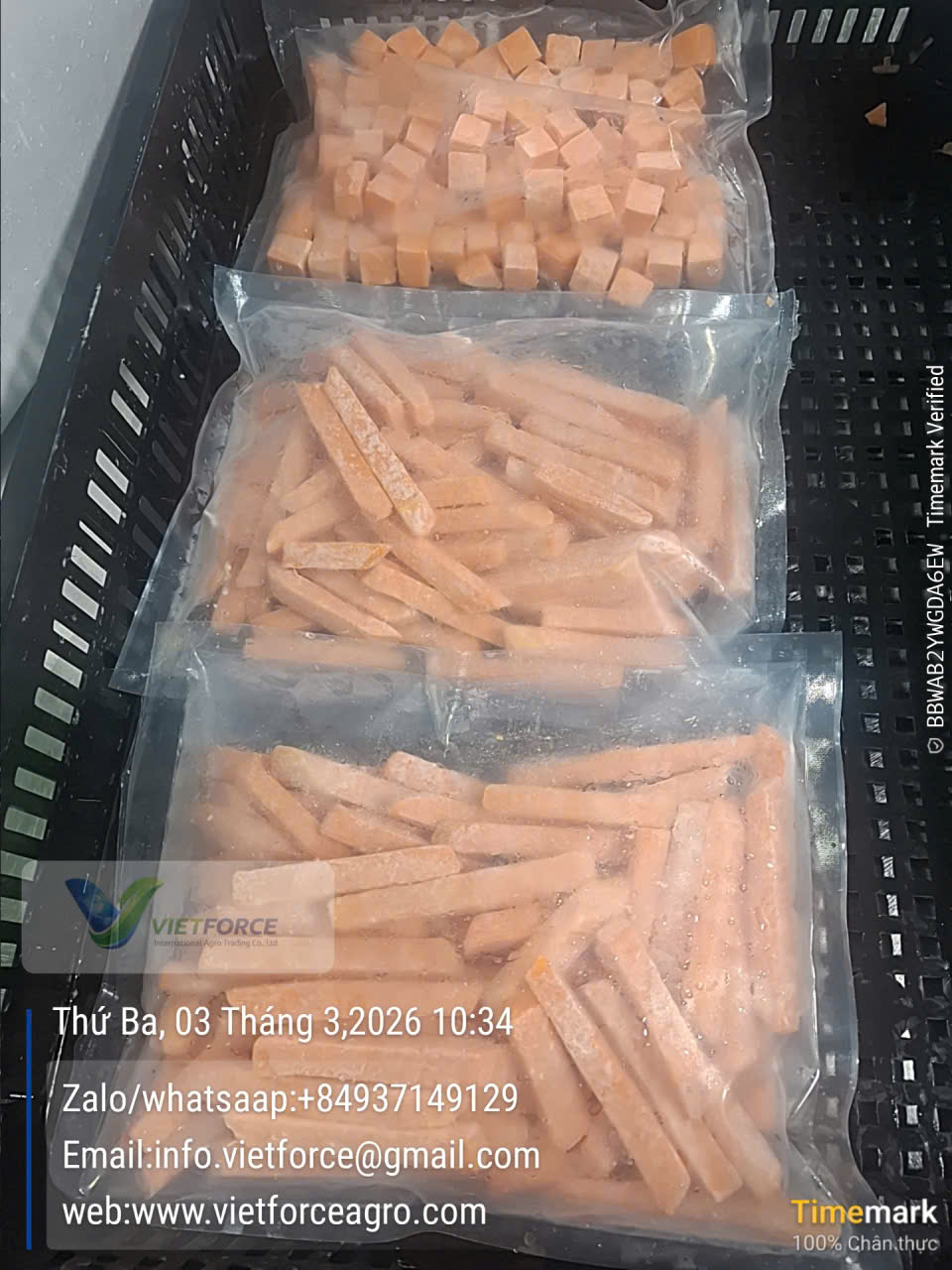 🥔 KHOAI LANG NGHỆ CẮT SỢI 10MM ĐÔNG LẠNH 🥔 FROZEN TURMERIC SWEET POTATO – 10MM JULIENNE